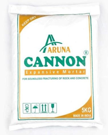ARUNA CANNON Chemical, Expansive Mortar, Demolition Grout 11 Lb. (5 kg) [Type 2 (50°F to 77°F)], Professional-Grade Soundless Stone Cracking Powder for Rock Breaking, Concrete Cutting, Excavating
