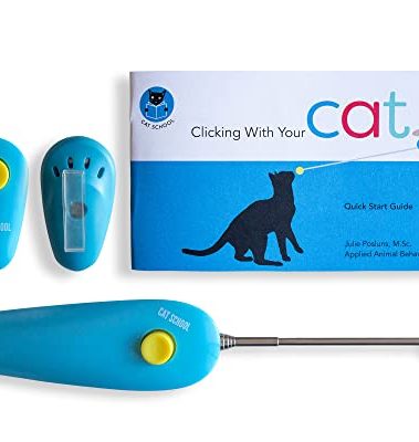 CAT SCHOOL Clicker Training Kit - 1 Target Stick, 1 Step-by-Step Instruction Booklet - Perfect for Fist Bump Training & Positive Behavior