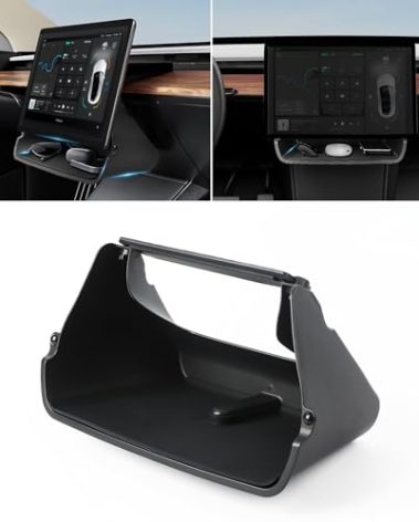 AOLEAD Tesla Center Console Organizer Tray:Under Screen Magnetic Storage Box for Tesla Model Y Model 3,No Adhesive Interior Accessories Tesla Model 3 2023-2017 Model Y Accessories 2024-2020