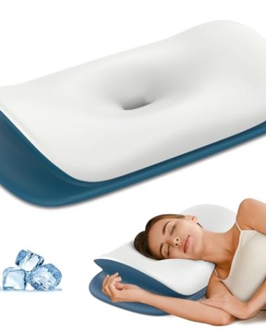 Cervical Neck Pillow for Pain Relief - Ergonomic Memory Foam Contour Pillows for Side, Back & Stomach Sleepers, Cervical Pillow for Neck Support Sleeping with Breathable Cover