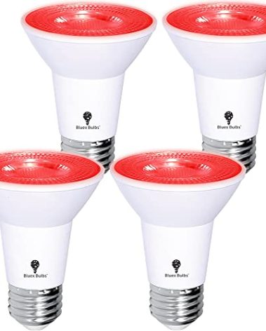 4 Pack BlueX LED Par20 Flood Red Light Bulb - 8W (65Watt Equivalent) - Dimmable - E26 Base Red LED Lights, Party Decoration, Porch, Home Lighting, Holiday Lighting, Red Flood Light