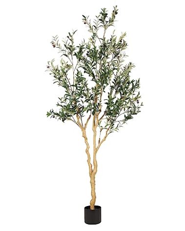 Realead Faux Olive Tree 7ft - Realistic Tall Silk Olive Trees Artificial Indoor Decor - Large Potted Fake Olive Tree with Branches and Fruits - Artificial Olive Trees for Home Office Decor Indoor