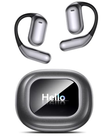 Zebroy Ultra Open-Ear-Headphones Wireless Bluetooth - Ergonomic Pro Over The Ear Earbuds with Air-Like Silicone Design, Bone Conduction Headphones for Running, Workouts, and Fitness, Dark Gray
