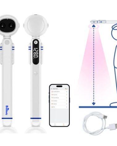 Bisonbody Smart Digital Height Measuring Device for Kids – Wireless Height Tracker with Dual Ultrasonic Measurement Technology – Accurate Smart Height Measurement Scale – Quirky Astronaut Design