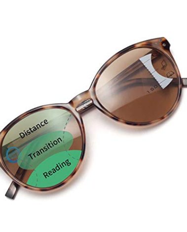 Amorays Cat Eyes Progressive Multifocus Reading Sunglasses for Women UV Protection Multifocal Top Clear Trifocal Sun Readers