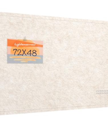 Large Bulletin Board - 72 x 48 Inches, Decorative Felt Pin Board for Wall - 6' x 4' Foldable Photo Display Board with Self-Adhesive Tape, Includes 20 Push Pins - Oatmeal
