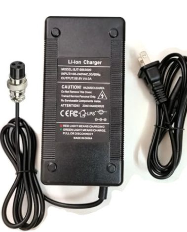 [Verified Fit] 52 Volt Electric Scooter Charger 3-Prong, Fit Apollo 52V Phantom, Explore, Ghost, Pro/Yume Y10/ VSETT 9(NOT for 9+)/ Zero 8X 10 10X and More 52V Scooter Battery Charger (58.8V 3A max)