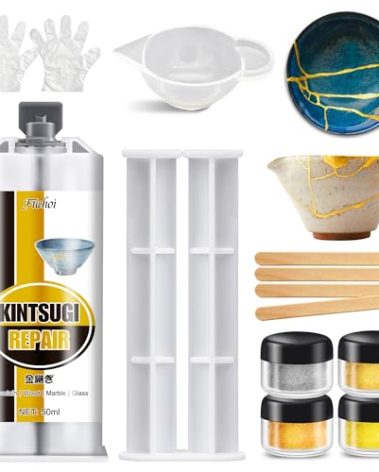 Kintsugi Repair Kit Gold & Silver - Food Safe Ceramic Glue for Broken Pottery, Porcelain, Bowls, Glass | Japanese Kintsugi Glue Perfect for Beginners Restoring Meaningful Gifts, 50ml