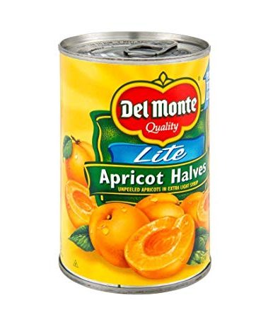 DEL MONTE Lite Apricot Halves in Extra Light Syrup, Canned Fruit, 15 oz can(12 Pack)