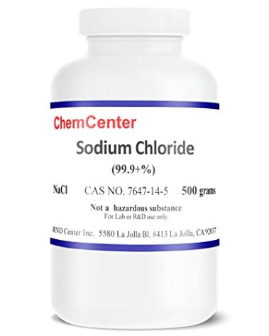 Sodium Chloride (Salt), High Purity Crystals, 500 Grams (1.1 lb.)