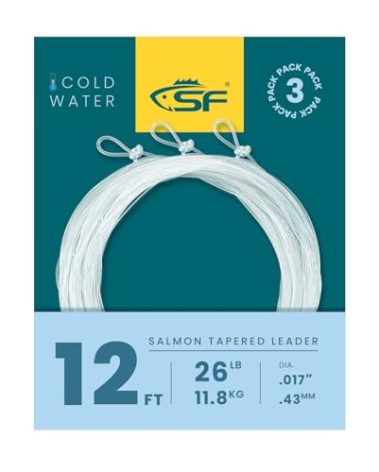 SF Pre-Tied Loop Fly Fishing Salmon Tapered Leader Nylon(3 Packs) 12FT 26LB