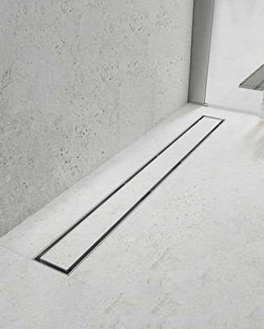 Elefloom Linear Shower Drain, 32 inch Drain with Tile Insert 2-in-1 Panel, Brushed 304 Stainless Steel Shower Floor Drain, Linear Drain with Hair Strainer and Adjustable Feet