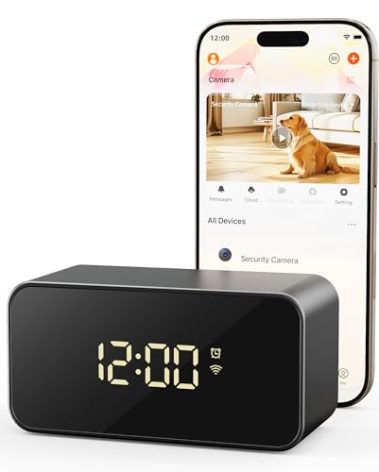 MarPanCam 2K Wireless Clock Camera with Motion Detection, 2.4G&5G WiFi, Mobile App Control, Home Security, 64GB