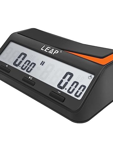 LEAP Chess Clock Digital Chess Timer Advanced for Board Game and Chess Timer with Bonus & Delay Count Down up Alarm Black/Orange