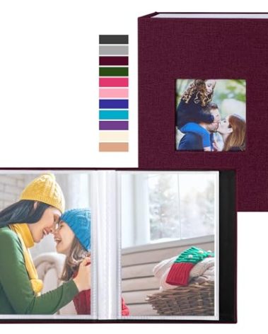 Ywlake Photo Album 4x6 100 Pockets 2 Packs, Small Mini Capacity Linen Photo Album Bulk Sets, Each Pack Holds 100 Top Loader Vertical Only Picture for Kids Boy Girls (Purple)