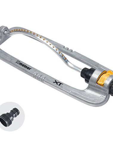 Melnor 65118-AMZ XT Metal Turbo Oscillating Sprinkler with QuickConnect Product Adapter Amazon Bundle, 4000 sq. ft. Coverage