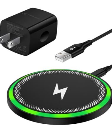 15W Wireless Charger Fast Charging for Samsung S25 Ultra Edge S24 FE S23 S22 Z Flip Fold 7 6 5, Wireless Charger Fast Charge Station Charging Pad + Adapter for Google Pixel 9 Pro XL 9A 8A 7A 8 7 Pro