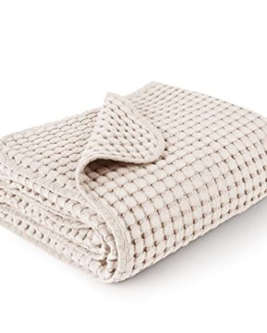 Konssy Waffle Baby Blanket - Soft & Cozy Nursery Swaddle Blanket, Lightweight Toddler Throw for Boys & Girls, Ideal for Wrapping (Oat)