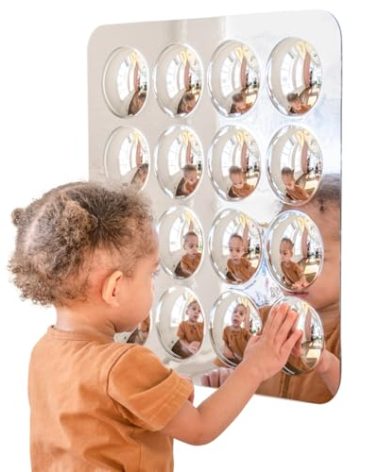 SPARK & WOW Sensory Wall Toddler Mirror | Large | 16 Bubbles | for Ages 6m+ | Easy-to-Clean Acrylic | Stimulate Cognitive Development