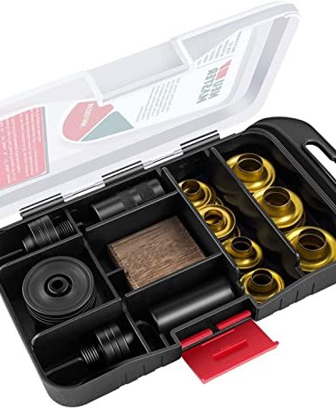 Grommet Kit, NEU MASTER 3/8" and 1/2" Solid Brass Grommets with Eyelets Setting Tool and Storage Box, NH1003K