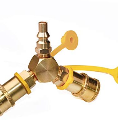 DOZYANT 1/4'' RV Propane Quick Connect Y Splitter Adapter for RV Trailer and Quick Connect Propane Hose Connect to Motorhome Tabletop Grill, 2 Way LP Gas Adapter 1/4" Quick Connect or Disconnect Kit