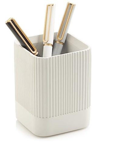 KIBAGA Aesthetic Pen Holder for Desk - Modern Concrete Pencil Holder - Cute and Functional Desk Organizer for Office Supplies - Stylish Office Decor Pen Cup