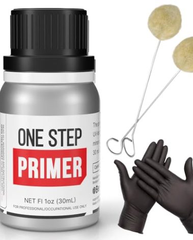 One Step Primer - Ideal for Windshield Replacement - Promotes Adhesion of Urethan Adhesive/Sealants - UV Resistant - Fast Drying, No Activator - Incl. 2 Daubers and Gloves - Black - 30 mL / 1 fl oz