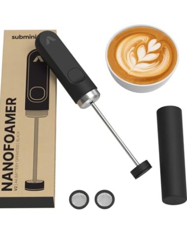 Subminimal NanoFoamer V2 Performance Milk Foamer | NEW Model Edition | Waterproof, Dual-Speed, Stainless Steel | Microfoamed Milk in 30 Seconds, Barista-Style Coffee Drinks Home