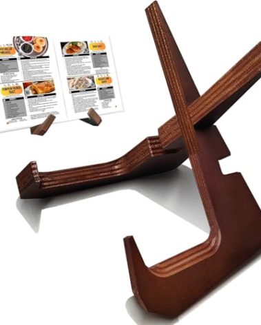 Cookbook Stand for Kitchen Counter Holds 600-Page Books | Elegant Rustic Wooden Cook Book Stands for Display of Recipes & Tablets | Adjustable & Detachable Cookbook Holder Stand for Home Chefs