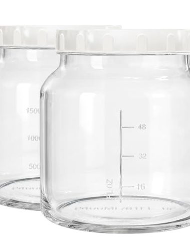Qianfenie 2 Pack 79 Oz Glass Jars with Lids, 100% Airtight and Leak-proof Half Gallon Mason Jar, Pickle Jar Mason Jar Wide Mouth for Cold Brew, Kombucha, Ice Tea, Pickle Eggs, Flour, Sugar