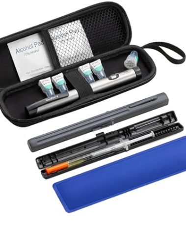 Insulin Cooler Travel Case, Equipped with Two Pre-filled Syringe Case & 1 TSA Approved Reusable Ice Pack for Keep Insulin Pen & Diabetic Supplies Cool While Traveling