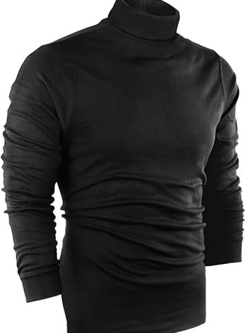 Utopia Wear Men's Turtleneck Slim Fit Lightweight Pullover Top, XX-Large, Black