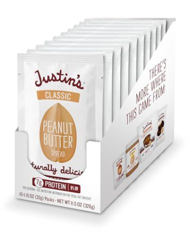 JUSTIN'S Classic Gluten-Free Peanut Butter Spread Squeeze Packs, 1.15 Ounce (10 Pack)