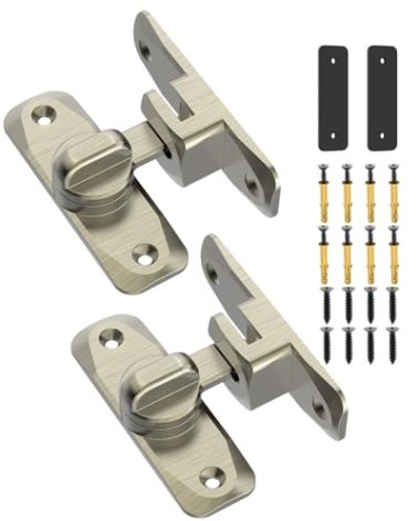 90/180 Degree Barn Door Lock, Small Flip Gate Latches Hardware, Door Security Sliding Door Latch Lock fo Cabinets, Barn Door, Bathroom, Gardenr Doors (Bronze-2Pcs)