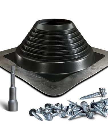 VIVIDA #7 Silicone Metal Roof Pipe Boot, High Temp Flexible Roof Jack Vent Boot for Pipe OD 6" to 11", Screws & Hex Socket Included, Square Base, Black, 1 Pack