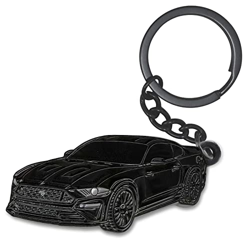 glahorse For Ford Mustang Keychain，For Ford Mustang Accessories 2015-2020，Metal Keychain (Pure black)