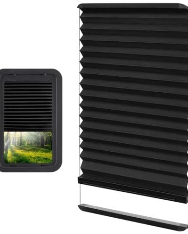 RV Thin Pleated Shade Replacement Compatible with Lippert Prepped Entry Doors/Thin Shade Ready Lippert Entry Door,12” x 21” RV Window Blinds for Camper Travel Trailers