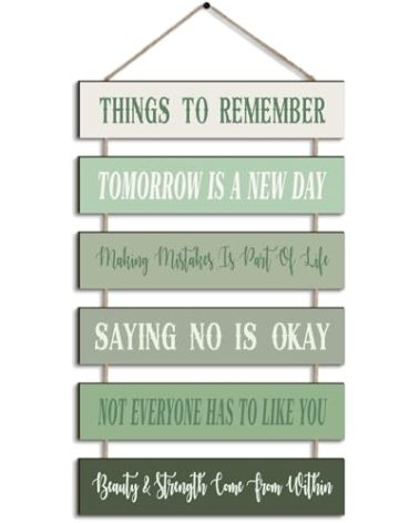 Pinkunn Inspirational Wall Art Sage Green Pink Positive Quotes Wall Decor Cute Preppy Wooden Room Sign Uplifting Encouragement Gifts for Motivational Art for Home Bedroom(Sage Green)