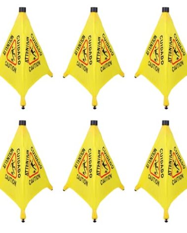 6 Pcs 20 inch Pop up Wet Floor Sign with Storage Tube, Wet Safety Signs Commercial Caution Safety Cone Pop up Caution Sign for Commercial Stores Grocery Restaurant Restroom Office