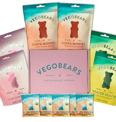 Candy People Vegobears Gift Box Vegan Gummy Bears Variety Pack – Organic Gummy Bears, Vegan Gummies, Organic Candy, Candy Gift Box, Gelatin-Free Gummies
