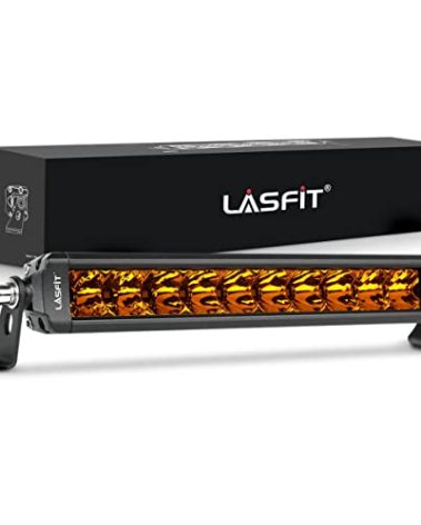 LASFIT 12 inch Amber LED Light Bar, Single Row, Off Road, IP67 Waterproof, 30V, Aluminum & Stainless Steel Housing
