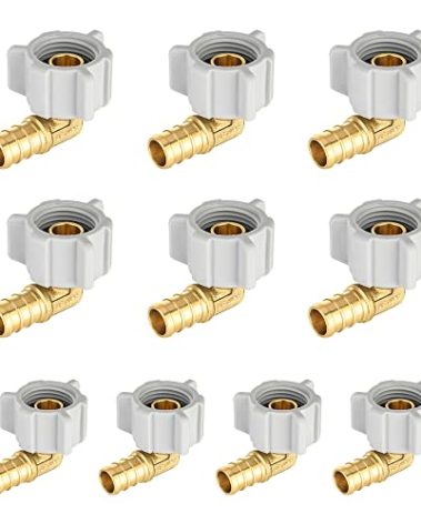 10-Pack EFIELD Pex 1/2" Pex X 1/2" Female NPT Swivel Elbow Brass Crimp Fittings, ASTM F1807,(PEX1807208)