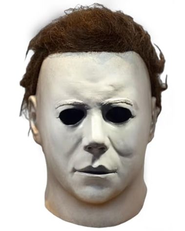 discomeink Michael Myers Halloween Mask 1978 - White Latex Full Face Mask for Adults with Eye & Nose Holes Wigs - Scary Horror Movie Costume Accessory for Cosplay, and Halloween Party