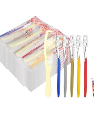 20 Pack Disposable Toothbrushes with Toothpaste and Comb for Homeless Individually Wrapped-Suitable for Hotel,Air Bnb,Shelter/Homeless/Nursing Home/Charity(（20 pcs）)
