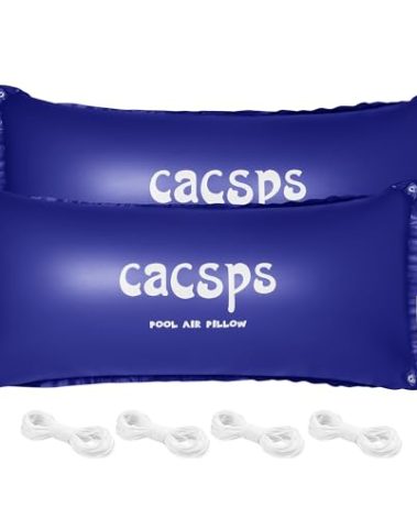 CACSPS 2 Pack Pool Pillow for for Above Ground Pools, 4x8 Ft Pool Air Pillow for Closing Winter Pool Winterizing Kit for Ground Pool, 0.5mm PVC Material, 2X 16.5Ft Rope (Blue)