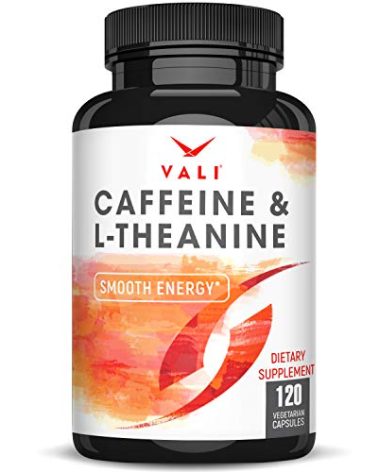 VALI Caffeine 50mg & L Theanine 100mg - Caffeine Pills & L-Theanine for Smart Smooth Energy & Focus Supplement. Nootropic Brain Booster Cognitive Support Stack & Focused Clarity. 120 Veggie Capsules