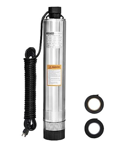 WASSERMANN 4" Septic Pump Water Submersible Effluent/Cistern Bottom Suction Pump with 33FT Cable,3/4HP,115V/60HZ,32GPM,174FT Head,Stainless Steel Septic pump for septic tank