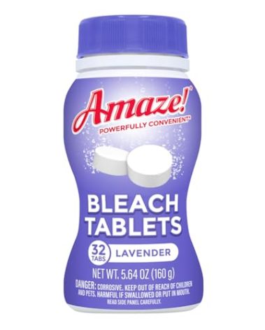 AMAZE Ultra Concentrated Bleach Tablets [32 tablets] - Lavender Scent - for Laundry, Toilet, and Multipurpose Home Cleaning. No Splash Liquid Bleach Alternative