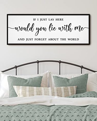 GraceView If I Lay Here Would You Lie With Me Framed Wall Art - 42'X15' for Bedroom Above Bed (Black)
