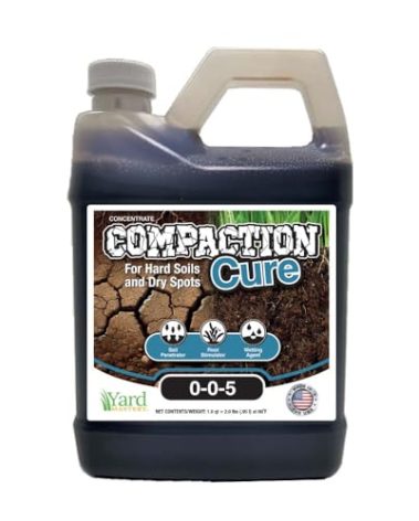 Compaction Cure Liquid Soil Aerator – Loosens Hard Soil & Improves Drainage – 1 Quart (32 oz) = Covers up to 5,333 sq ft – Liquid Aeration for Lawns, No Mechanical Aerator Needed – Yard Mastery